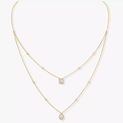 [Super CiCi]Diamond Necklace My Twin 2 Rows