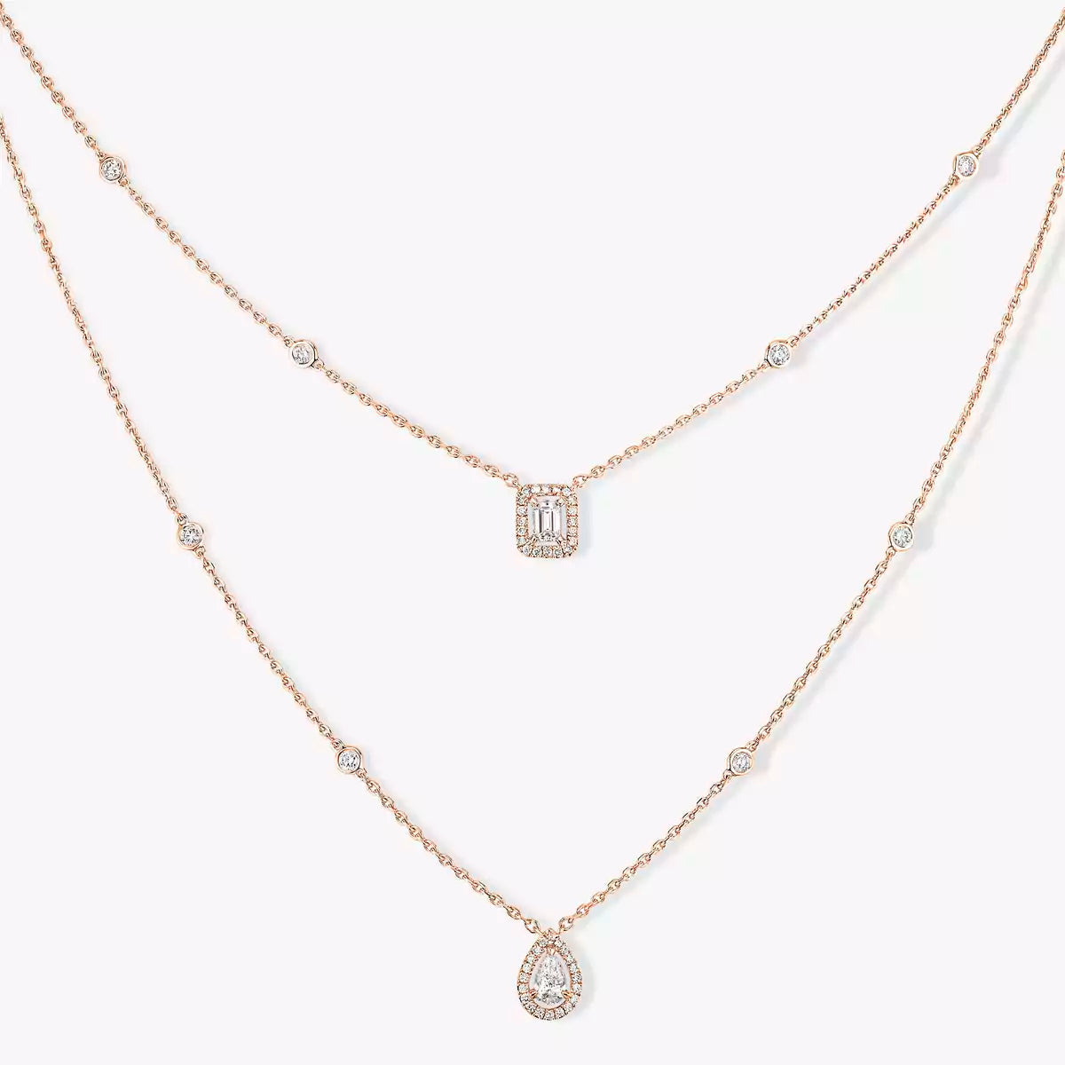[Super CiCi]Diamond Necklace My Twin 2 Rows