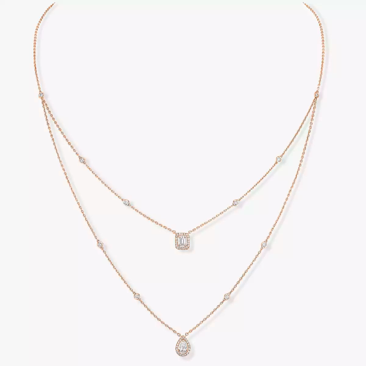 [Super CiCi]Diamond Necklace My Twin 2 Rows