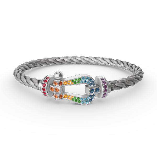 [Super CiCi ]FORC LARGE HORSESHOE  COLORED DIAMOND BRACELET SILVER