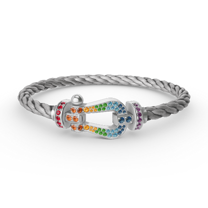 [Super CiCi ]FORC LARGE HORSESHOE  COLORED DIAMOND BRACELET SILVER