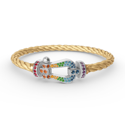 [Super CiCi ]FORC LARGE HORSESHOE  COLORED DIAMOND BRACELET SILVER