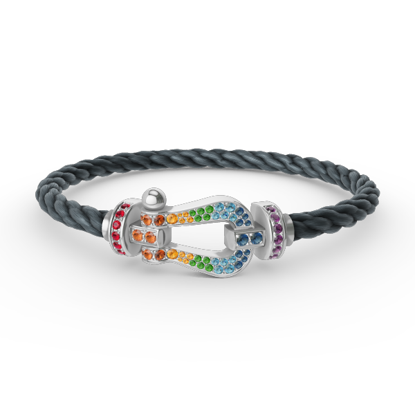 [Super CiCi ]FORC LARGE HORSESHOE  COLORED DIAMOND BRACELET SILVER
