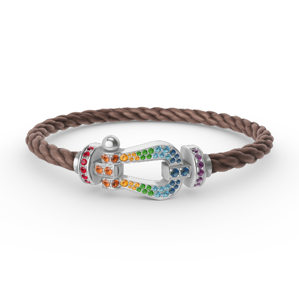[Super CiCi ]FORC LARGE HORSESHOE  COLORED DIAMOND BRACELET SILVER