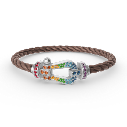 [Super CiCi ]FORC LARGE HORSESHOE  COLORED DIAMOND BRACELET SILVER