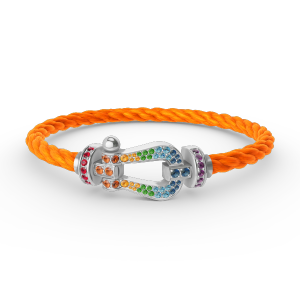 [Super CiCi ]FORC LARGE HORSESHOE  COLORED DIAMOND BRACELET SILVER
