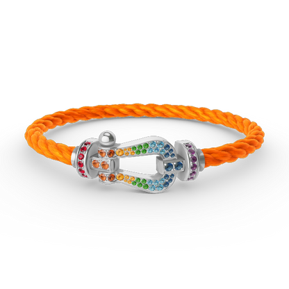 [Super CiCi ]FORC LARGE HORSESHOE  COLORED DIAMOND BRACELET SILVER