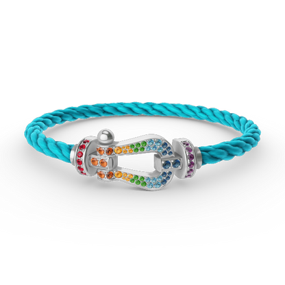[Super CiCi ]FORC LARGE HORSESHOE  COLORED DIAMOND BRACELET SILVER