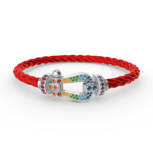 [Super CiCi ]FORC LARGE HORSESHOE  COLORED DIAMOND BRACELET SILVER