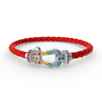 [Super CiCi ]FORC LARGE HORSESHOE  COLORED DIAMOND BRACELET SILVER