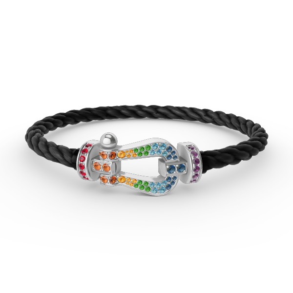 [Super CiCi ]FORC LARGE HORSESHOE  COLORED DIAMOND BRACELET SILVER