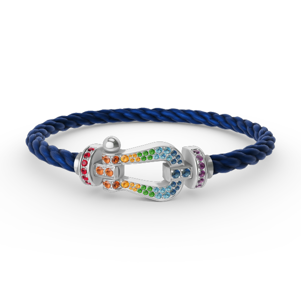 [Super CiCi ]FORC LARGE HORSESHOE  COLORED DIAMOND BRACELET SILVER
