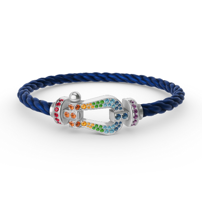 [Super CiCi ]FORC LARGE HORSESHOE  COLORED DIAMOND BRACELET SILVER