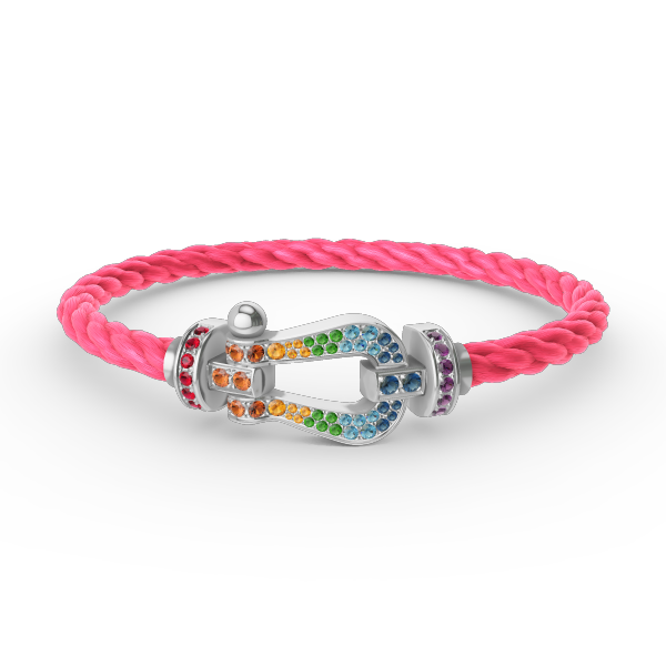 [Super CiCi ]FORC LARGE HORSESHOE  COLORED DIAMOND BRACELET SILVER