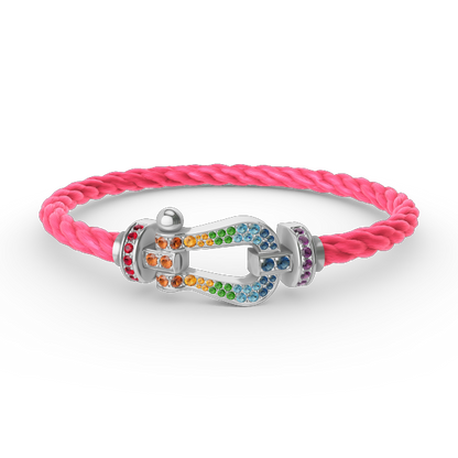 [Super CiCi ]FORC LARGE HORSESHOE  COLORED DIAMOND BRACELET SILVER
