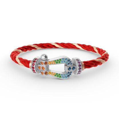 [Super CiCi ]FORC LARGE HORSESHOE  COLORED DIAMOND BRACELET SILVER