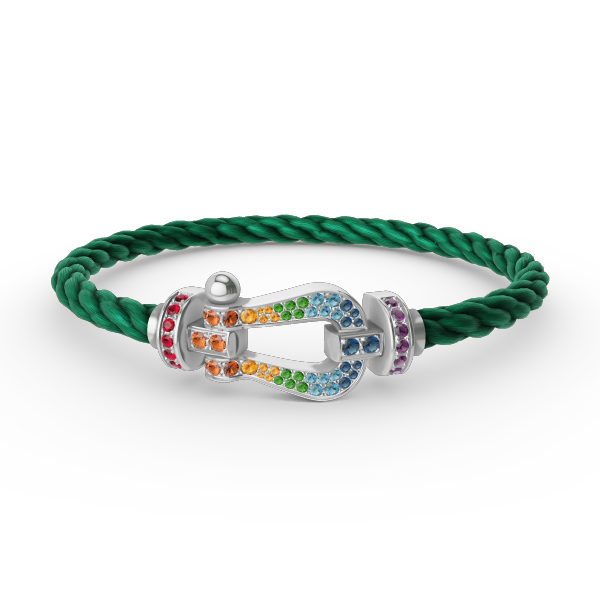 [Super CiCi ]FORC LARGE HORSESHOE  COLORED DIAMOND BRACELET SILVER
