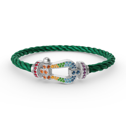 [Super CiCi ]FORC LARGE HORSESHOE  COLORED DIAMOND BRACELET SILVER