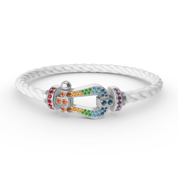 [Super CiCi ]FORC LARGE HORSESHOE  COLORED DIAMOND BRACELET SILVER