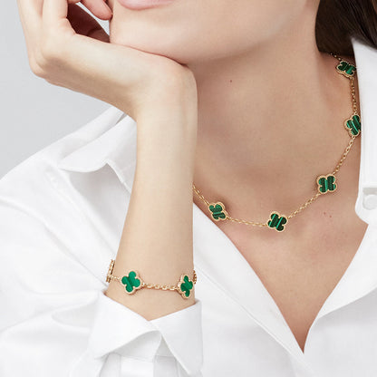 [Super CiCi ]CLOVER 10 MOTIFS MALACHITE NECKLACE