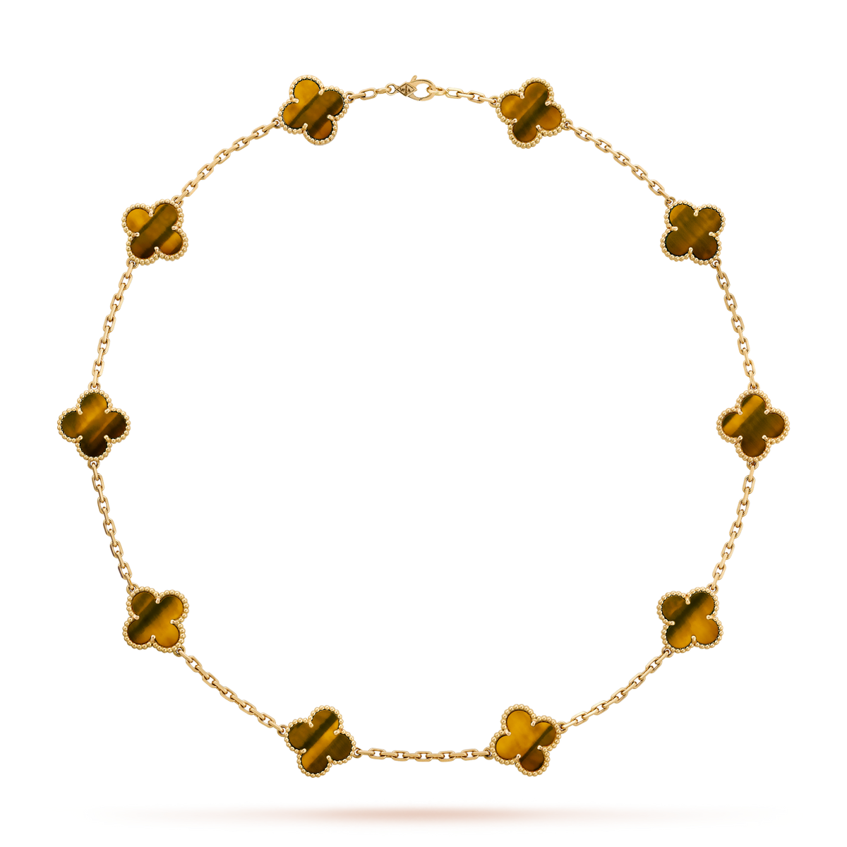 [Super CiCi ]CLOVER 10 MOTIFS TIGER EYE NECKLACE