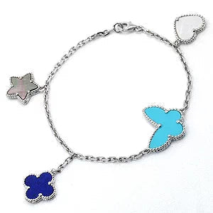 [Super CiCi ]LUCKY SPRING SILVER BRACELET 4 MOTIF