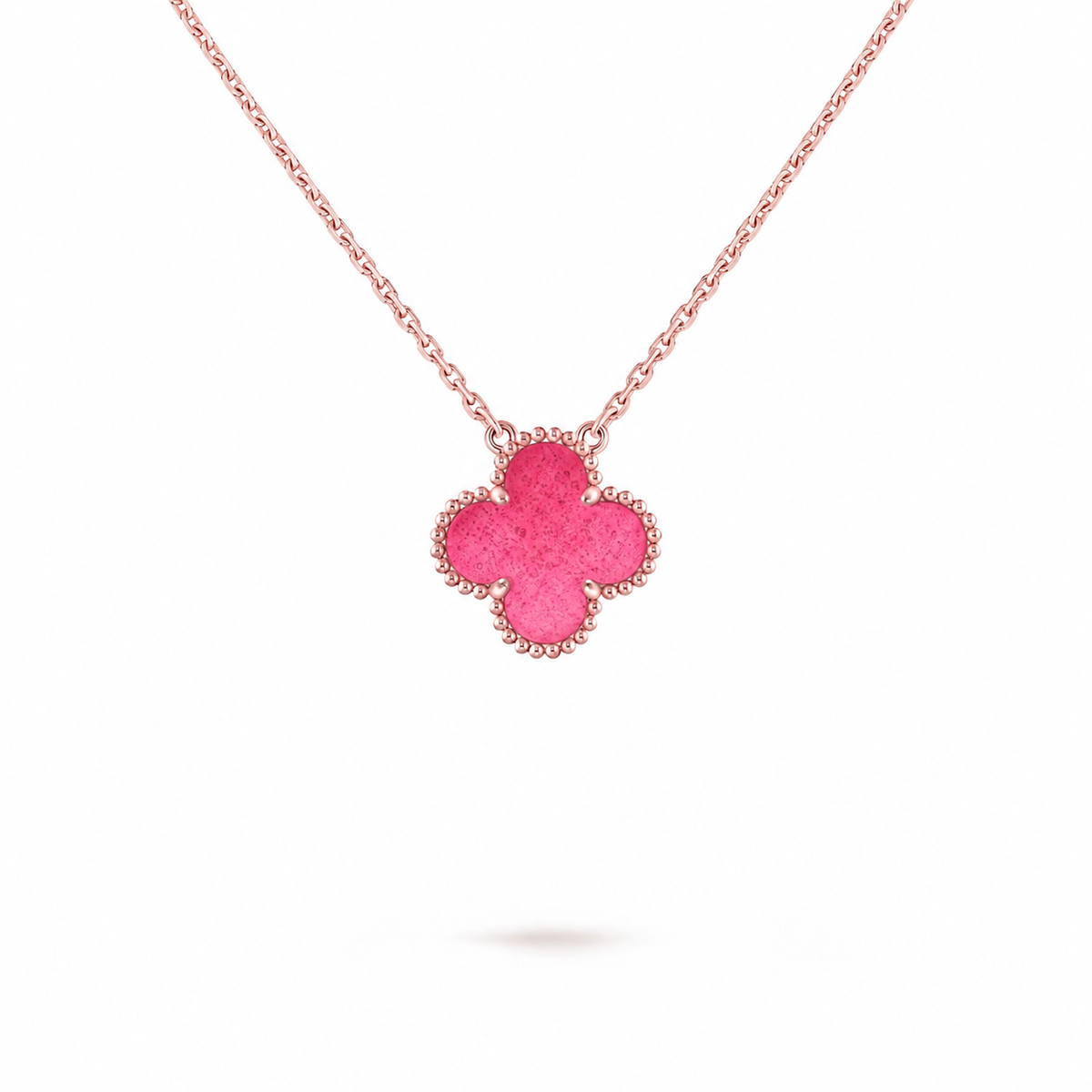 [Super CiCi] NEW CLOVER 15MM PINK ENAMEL NECKLACE