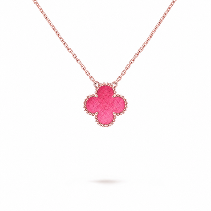 [Super CiCi] NEW CLOVER 15MM PINK ENAMEL NECKLACE