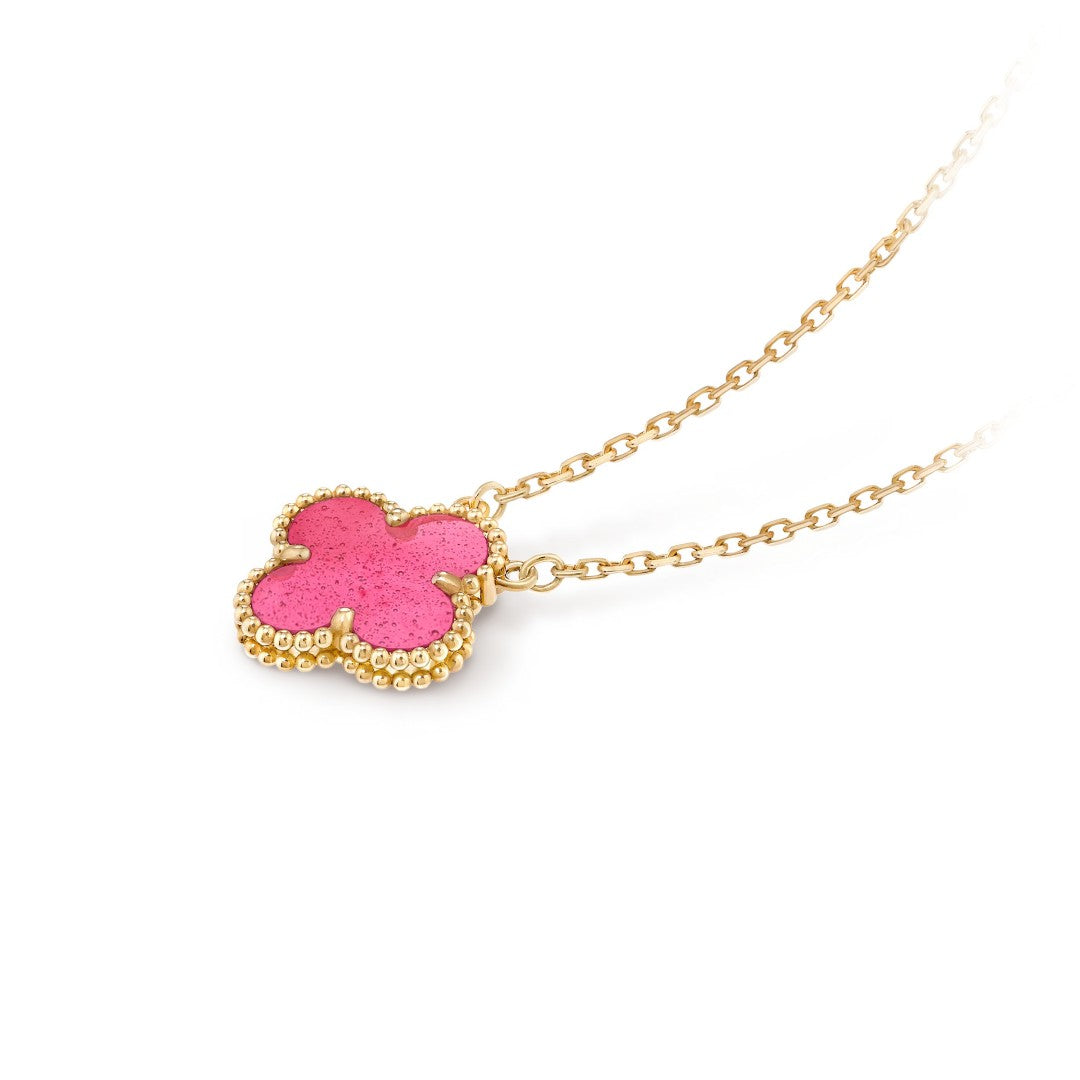 [Super CiCi] NEW CLOVER 15MM PINK ENAMEL NECKLACE