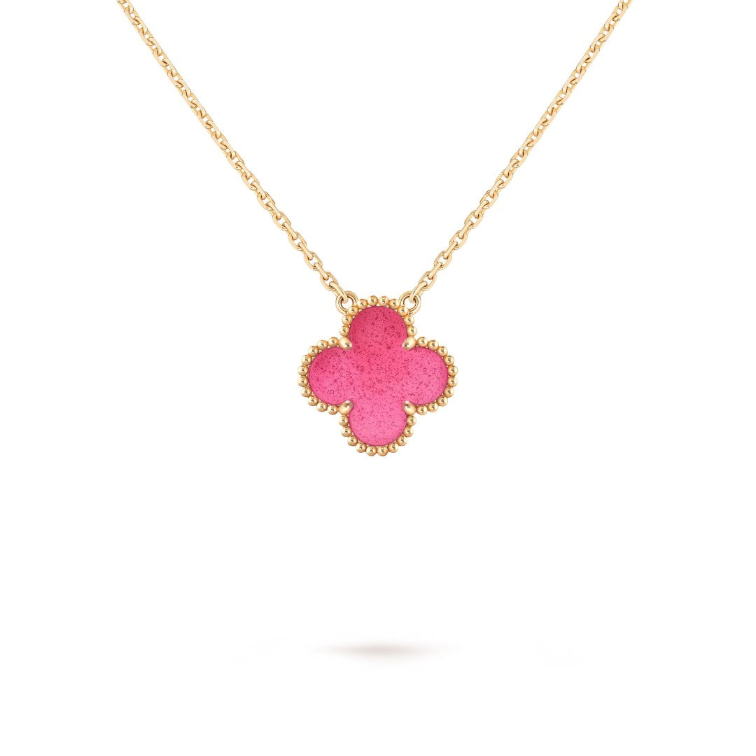 [Super CiCi] NEW CLOVER 15MM PINK ENAMEL NECKLACE