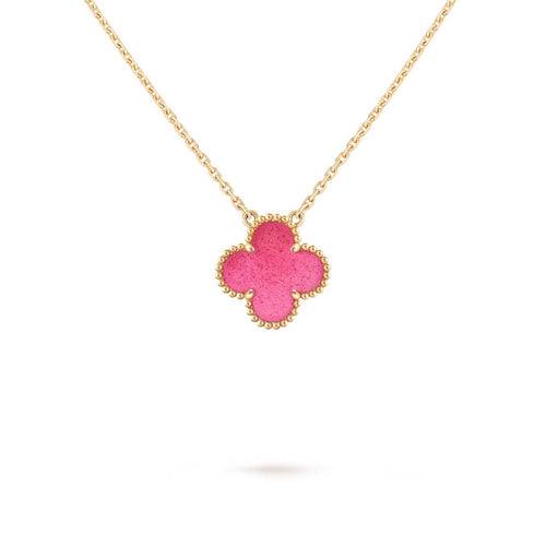 [Super CiCi] NEW CLOVER 15MM PINK ENAMEL NECKLACE
