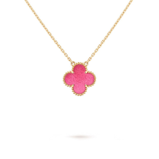 [Super CiCi] NEW CLOVER 15MM PINK ENAMEL NECKLACE