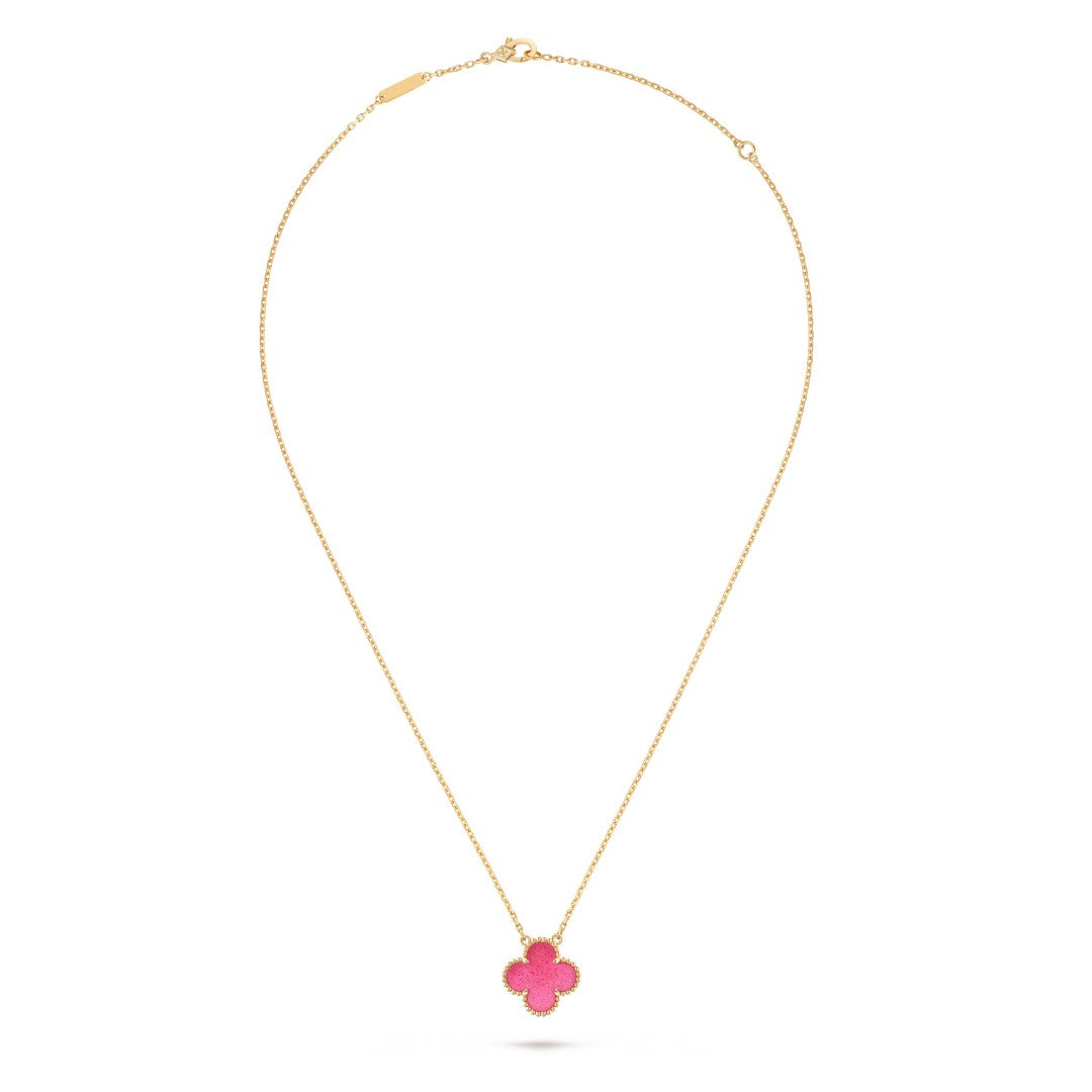 [Super CiCi] NEW CLOVER 15MM PINK ENAMEL NECKLACE