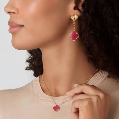 [Super CiCi] NEW CLOVER 15MM PINK ENAMEL NECKLACE