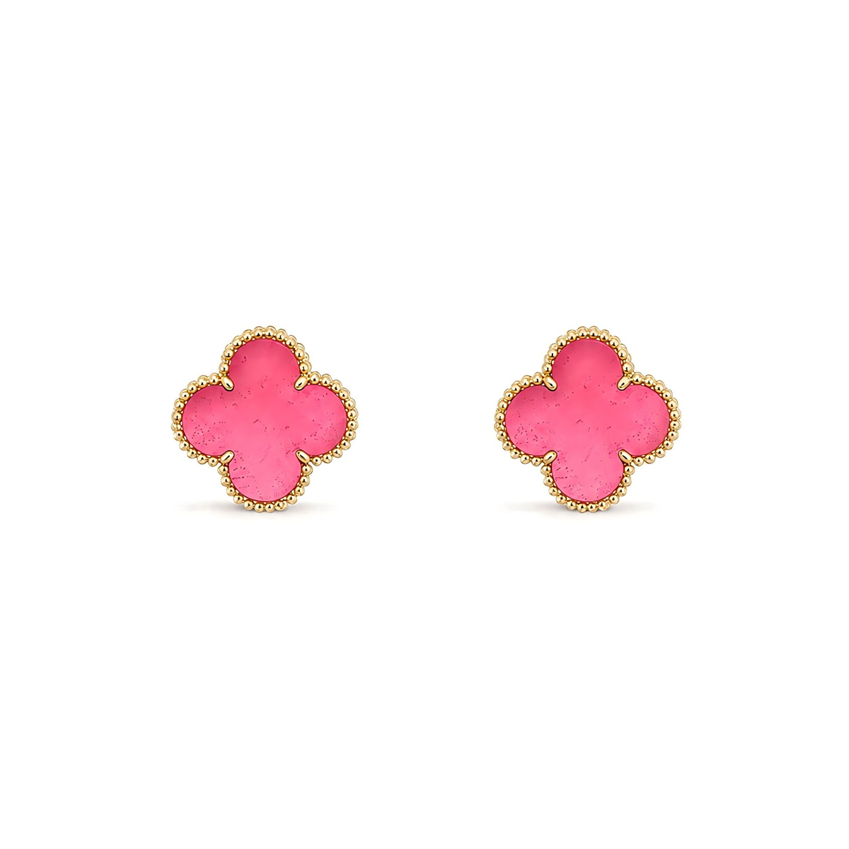 [Super CiCi]NEW CLOVER 15MM PINK ENAMEL STUD EARRINGS