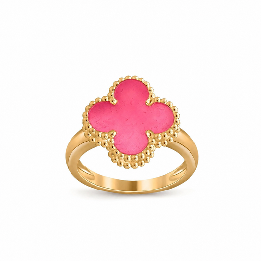 [Super CiCi]NEW CLOVER PINK ENAMEL RINGS