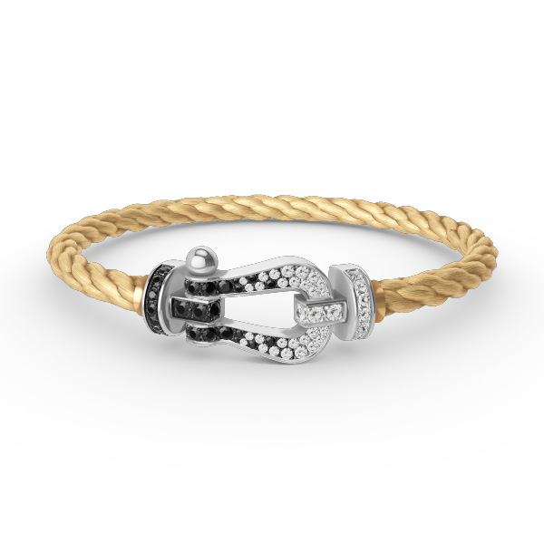 [Super CiCi ]FORCE LARGE HORSESHOE BLACK WHITE DIAMOND BRACELET SILVER