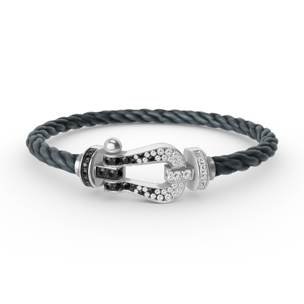 [Super CiCi ]FORCE LARGE HORSESHOE BLACK WHITE DIAMOND BRACELET SILVER