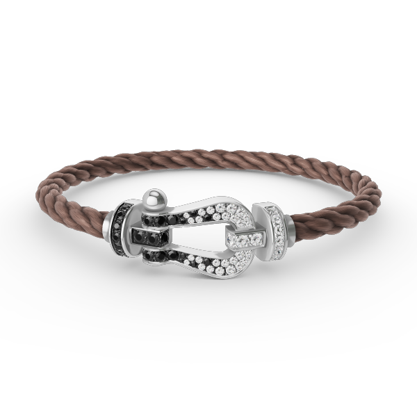 [Super CiCi ]FORCE LARGE HORSESHOE BLACK WHITE DIAMOND BRACELET SILVER
