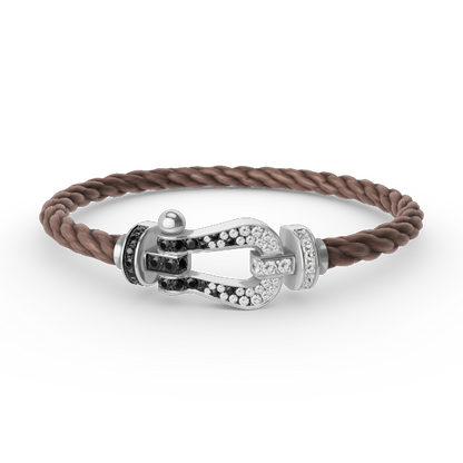 [Super CiCi ]FORCE LARGE HORSESHOE BLACK WHITE DIAMOND BRACELET SILVER