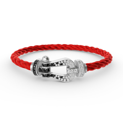 [Super CiCi ]FORCE LARGE HORSESHOE BLACK WHITE DIAMOND BRACELET SILVER