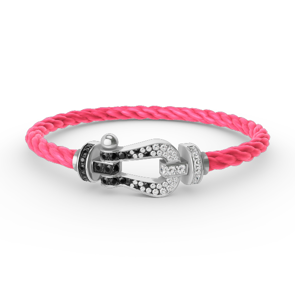 [Super CiCi ]FORCE LARGE HORSESHOE BLACK WHITE DIAMOND BRACELET SILVER