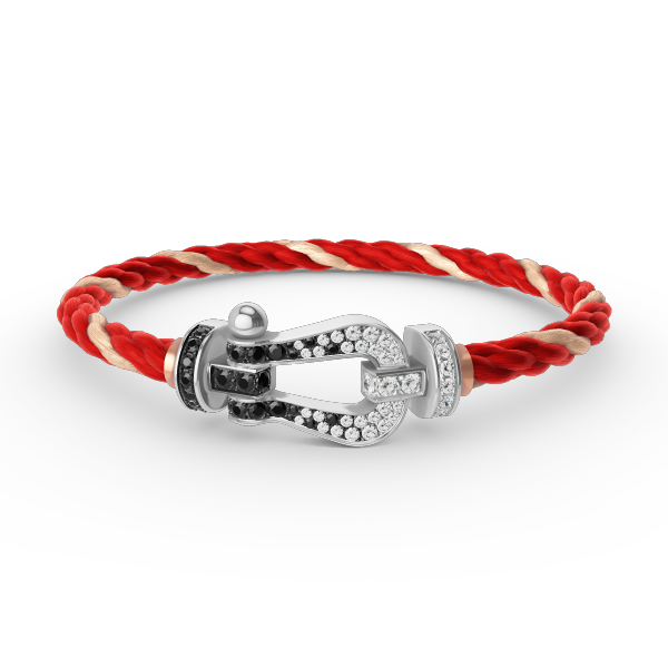 [Super CiCi ]FORCE LARGE HORSESHOE BLACK WHITE DIAMOND BRACELET SILVER