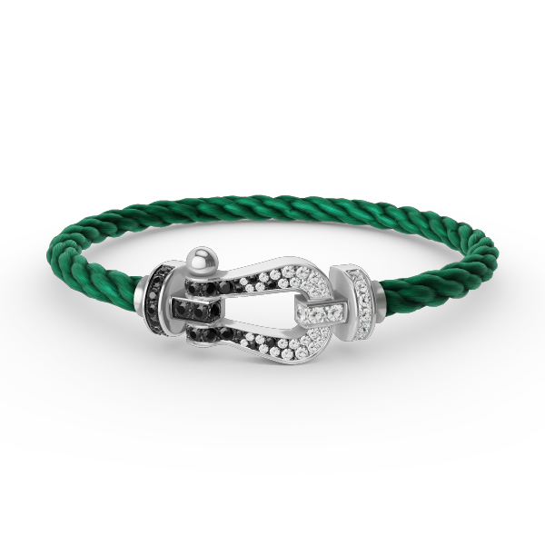 [Super CiCi ]FORCE LARGE HORSESHOE BLACK WHITE DIAMOND BRACELET SILVER