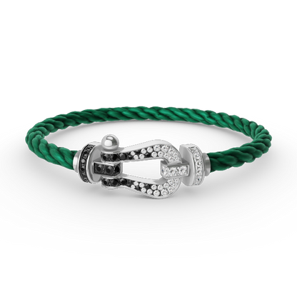 [Super CiCi ]FORCE LARGE HORSESHOE BLACK WHITE DIAMOND BRACELET SILVER