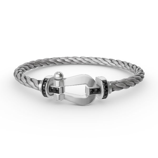 [Super CiCi ]FORCE LARGE HORSESHOE BLACK DIAMOND BRACELET SILVER