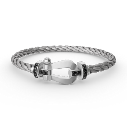 [Super CiCi ]FORCE LARGE HORSESHOE BLACK DIAMOND BRACELET SILVER