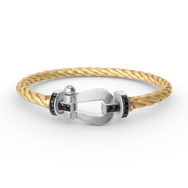 [Super CiCi ]FORCE LARGE HORSESHOE BLACK DIAMOND BRACELET SILVER