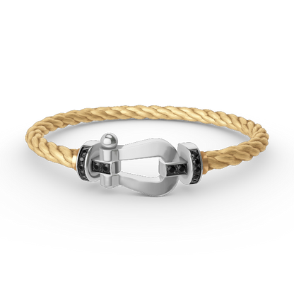 [Super CiCi ]FORCE LARGE HORSESHOE BLACK DIAMOND BRACELET SILVER