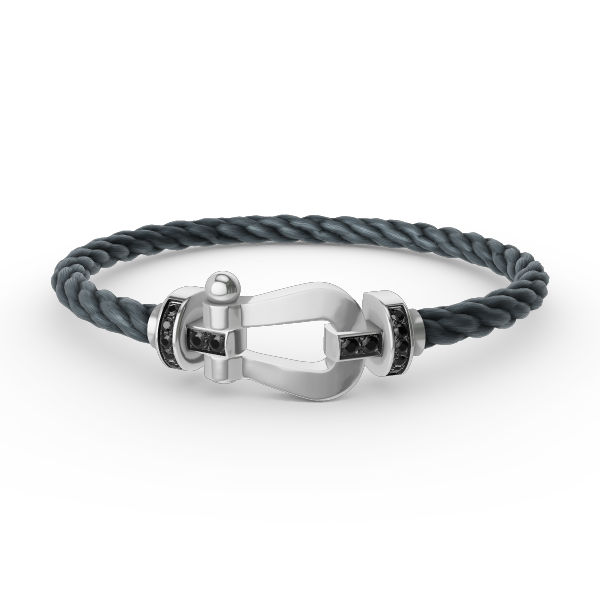 [Super CiCi ]FORCE LARGE HORSESHOE BLACK DIAMOND BRACELET SILVER